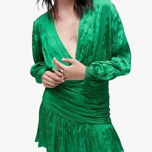 Maje emerald green Runnylona draped pleated lamé mini dress - 6 (38) NWOT